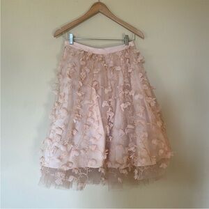 Eva Franco Anthropologie 3D floral Pink Skirt